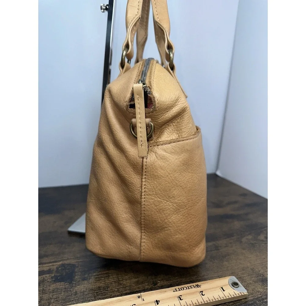American Leather Co Tan Satchel Shoulder Crossbody Bag Large Genuine Leather